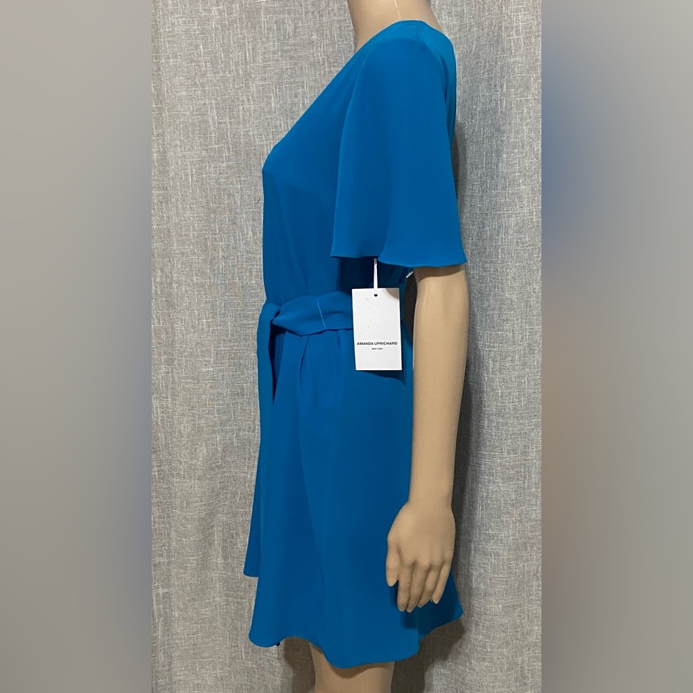 New”Amanda Uprichard Copely Blue Belted Mini Dress-Size:P/SMALL- in turquoise - Picture 2 of 5